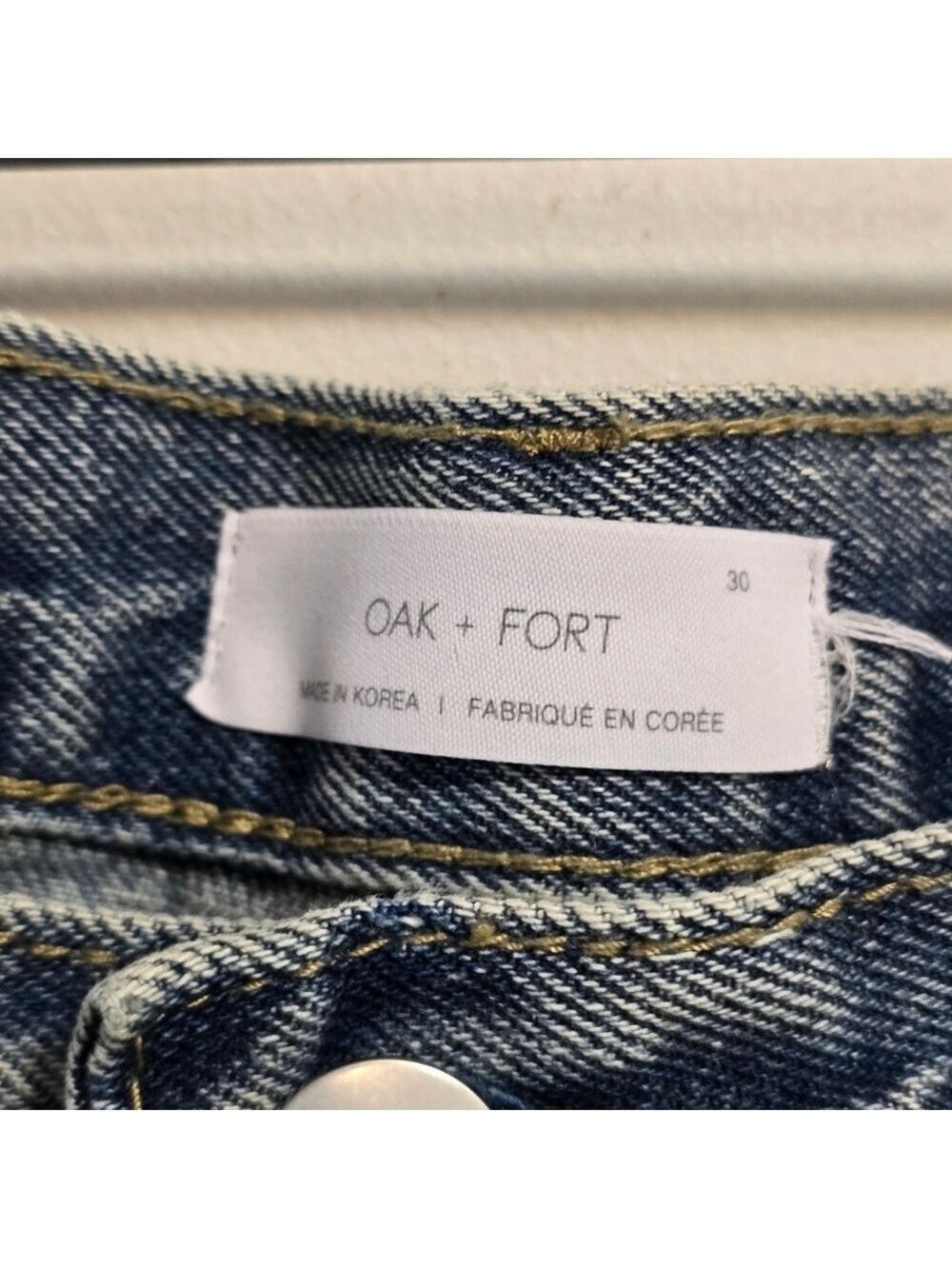 Oak +"Fort High Waist Vintage Wash Denim Midi Skirt Size 30 - Picture 4 of 7